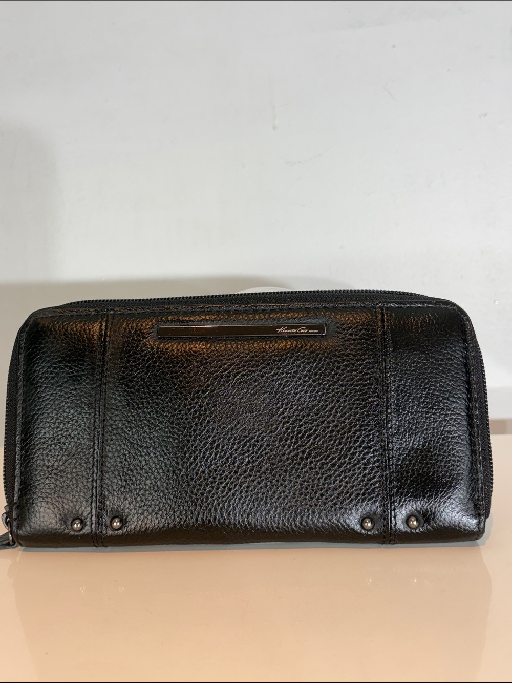 Kenneth Cole New York black Genuine Leather Zip Around Wallet